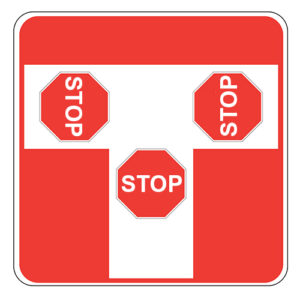 Poster - 3 intersections - Aluminum 0.064 - Engineer Grade Vinyl Printed Glossy Laminate - 18x18 - STANDARD