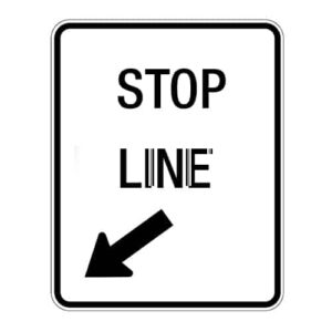 Stop Line Poster, Left Arrow - Aluminum 0.064 - Engineer Grade Vinyl Printed Glossy Laminate - 24x30 - STANDARD