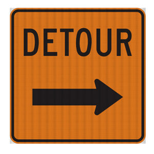 Poster - DETOUR, ARROW TO RIGHT - Aluminum 0.064 - Diamond Grade Vinyl - 30x30 - STANDARD