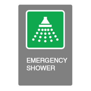 Poster - Emergency Shower - Aluminum 0.064 - Glossy laminated engineer grade vinyl - 12x18 - STANDARD