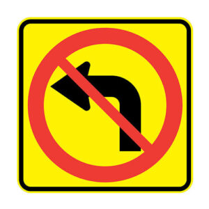 Poster - No Left Turn - Yellow - 48x48 - STANDARD