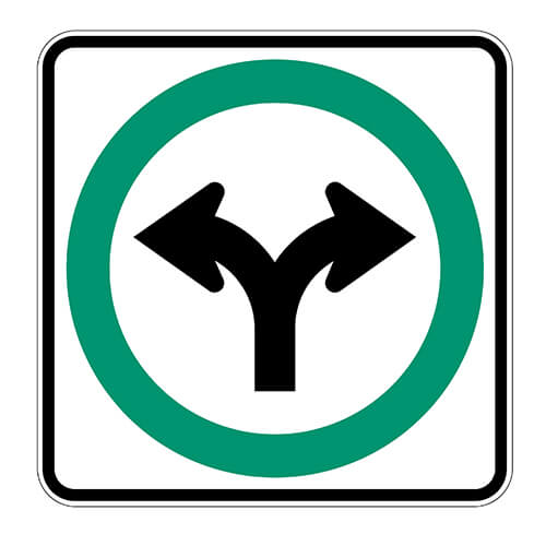 Sign - Right or Left Turn Obligation - Aluminum 0.064 - Engineer Grade Vinyl - 24x24 - STANDARD