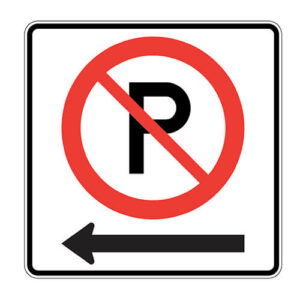 No Parking sign with left arrow - Aluminum 0.064 - Engineer Grade Vinyl - 24x24 - STANDARD