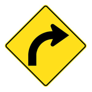 Poster - Right Turn - Aluminum 0.064 - Engineer Grade Vinyl - 30x30 - STANDARD