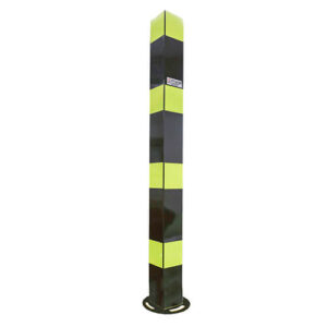 Post - Aluminum - Black baked-on paint - Yellow diamond stripes - Adjustable base - 4x4x42 - STANDARD IZ