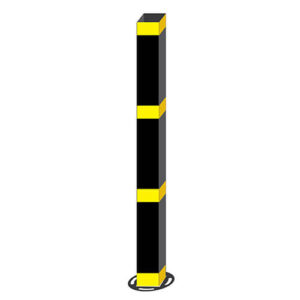 Post - Aluminum - Black baked-on paint - Yellow diamond stripes - Adjustable tilting base - 4x4x72 - STANDARD IZ