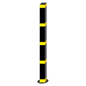 Post - Aluminum - Black baked-on paint - Yellow diamond stripes - Adjustable installation base - 4x4x48 - STANDARD IZ