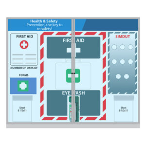 Magnetic board - Occupational health and safety - Lauzonite finish - Black PVC border - Two clear acrylic doors - Regular vinyl - 60x48 - STANDARD IZ