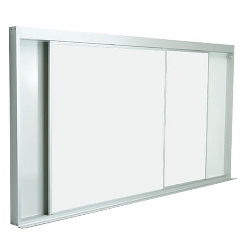 Lauzonite magnetic dashboard with 2 white sliding panels - Anodized aluminum molding - 60x36 - STANDARD