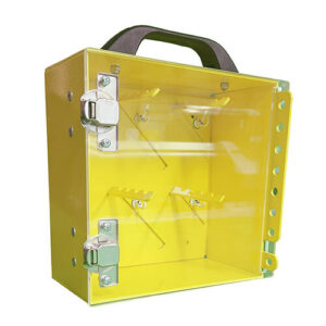 Lock - Portable box - aluminium 0.080 - Yellow baked paint - 4 Pin - 9x9x5 - STANDARD IZ
