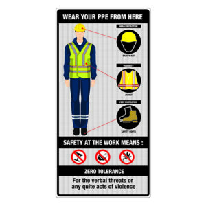 Poster - Mandatory PPE - Aluminum 0.080 - Diamond Grade Vinyl Printed Glossy Laminate - 48x96 - STANDARD IZ