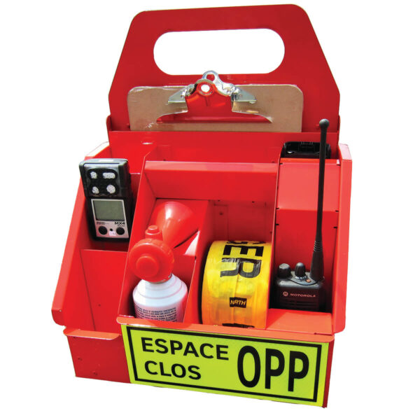 5S Case - Confined space monitor kit, 10 compartments - Riveted folded aluminum, red coated paint - 13x16x8.5 - STANDARD IZ