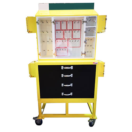 Lock - Bottom of Station - 5 boxes - Aluminium - Yellow paint - 36x24x20 - STANDARD IZ